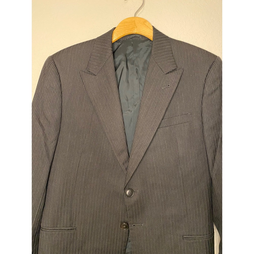 Giorgio Armani Pinstripe Wool Silk Blazer Sport Coat Jacket Made in Italy 40R - Picture 2 of 7
